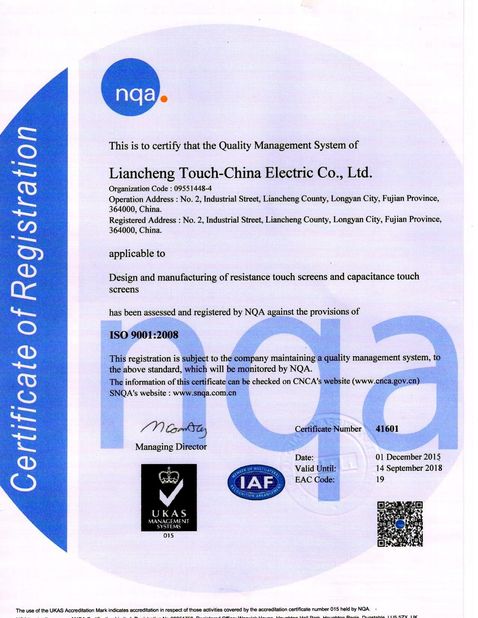 China Shenzhen Touch-China Electronics Co.,Ltd. Zertifizierungen